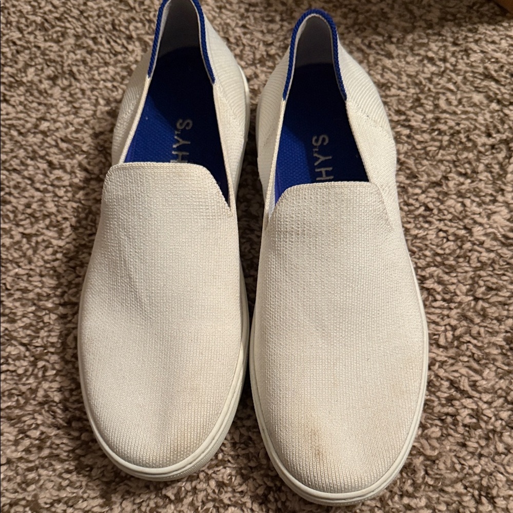 Rothy's White and Blue Women's Slip-On Sneakers